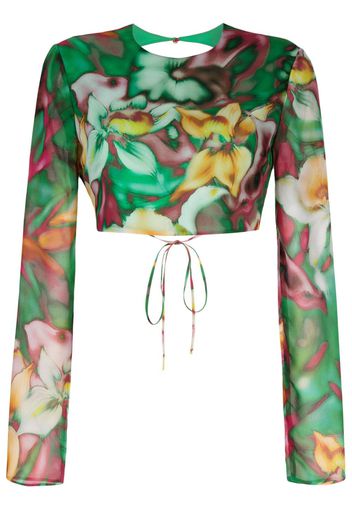 THE ANDAMANE floral-print open-back top - Verde