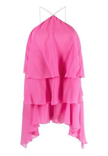 THE ANDAMANE Malena ruffled silk playsuit - Rosa