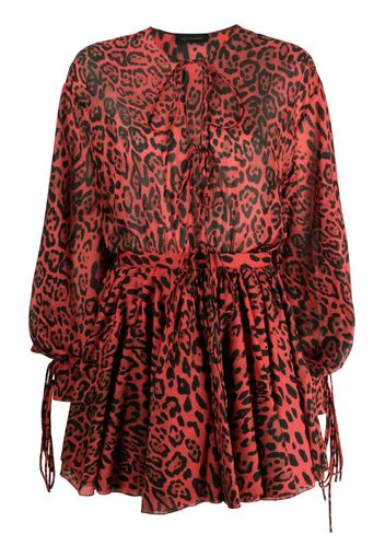 THE ANDAMANE Margot leopard-print minidress - Rosso