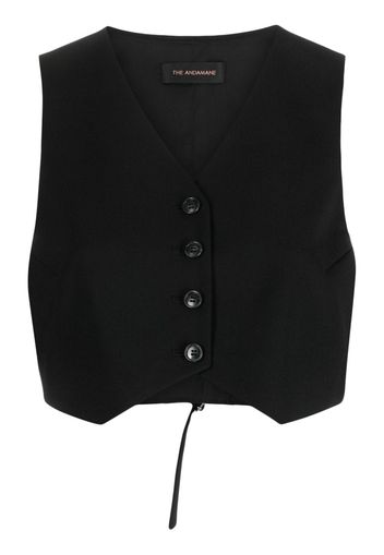 THE ANDAMANE cropped V-neck waistcoat - Nero