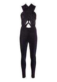 THE ANDAMANE rhinestone-embellished crossover jumpsuit - Nero