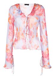 THE ANDAMANE floral-print ruffle blouse - Blu