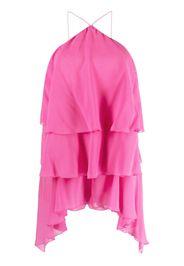 THE ANDAMANE Malena ruffled silk playsuit - Rosa