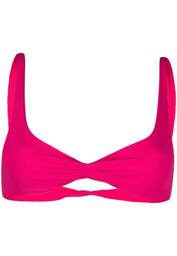 The Attico twisted ribbed triangle bikini top - Rosa