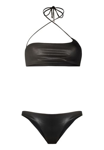 The Attico faux-leather asymmetric bikini set - Nero