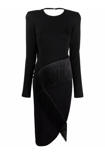 The Attico panelled long-sleeved midi dress - Nero