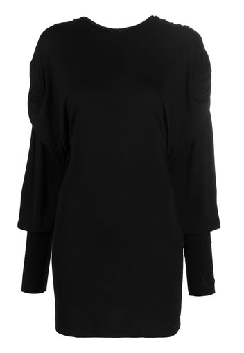 The Attico gathered-sleeve detail dress - Nero