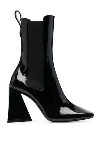 The Attico square-toe leather boots - Nero