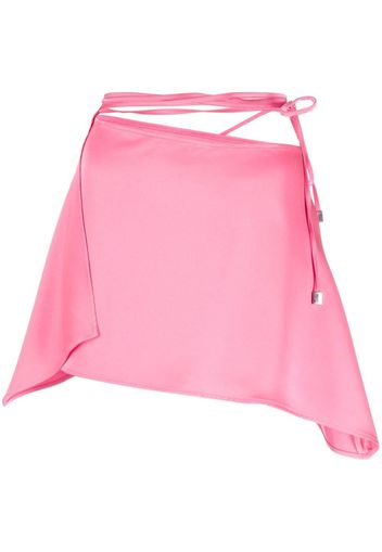 The Attico tied-waist asymmetric mini skirt - Rosa