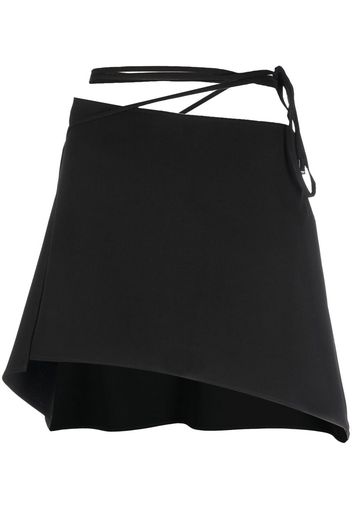 The Attico tied-waist asymmetric mini skirt - Nero