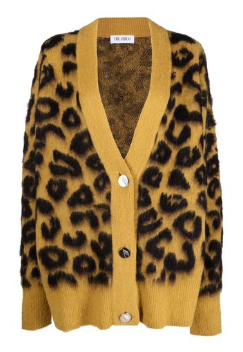 The Attico leopard-intarsia knitted cardigan - Giallo