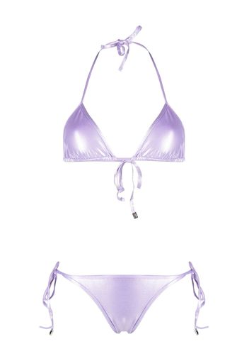 The Attico high-shine triangle bikini set - Viola