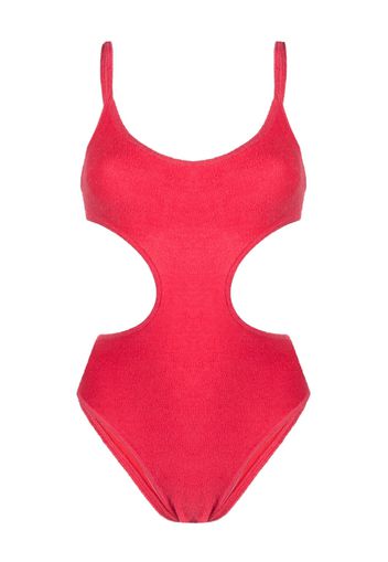 The Attico terry-cloth cut-out swimsuit - Rosso