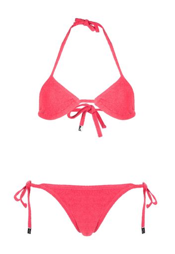 The Attico terry-cloth triangle bikini set - Rosso