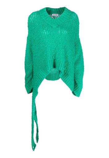 The Attico open-knit V-neck jumper - Verde