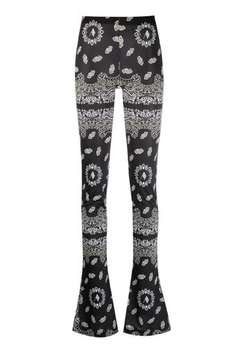 The Attico paisley-print flared trousers - Nero