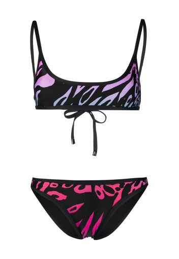 The Attico gradient animal print bikini - Nero