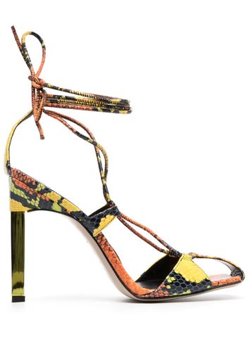 The Attico Adele 105mm python-print sandals - Arancione