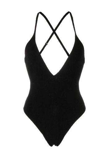 The Attico crossover-strap swimsuit - Nero