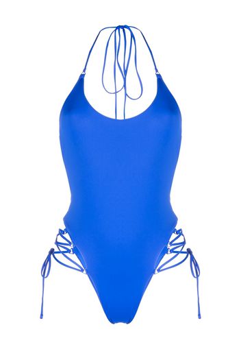 The Attico side-tie open-back swimsuit - Blu