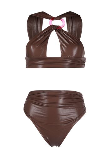 The Attico faux-leather bikini set - Marrone