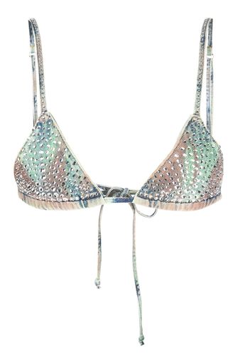 The Attico Reggiseno bralette denim con strass - Verde