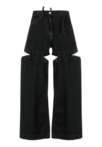 The Attico cut-out wide-leg jeans - Nero