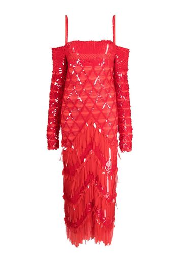 The Attico Jada sequin-design midi dress - Rosso