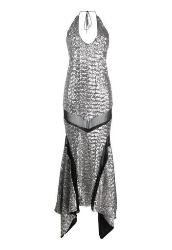 The Attico Saskia sequined halterneck dress - Argento