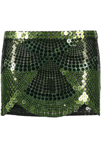 The Attico sequin-embellished mid-rise miniskirt - Verde