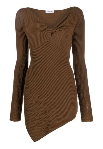 The Attico ribbed-knit twisted minidress - Marrone