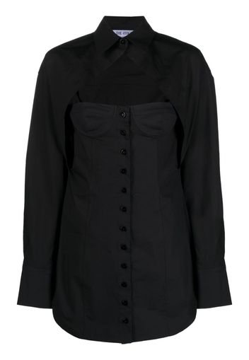 The Attico cut-out corset-style shirt dress - Nero