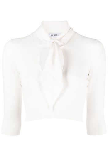 The Attico pussybow cut-out knitted top - Bianco