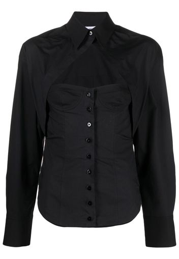 The Attico cut-out corset-style cotton shirt - Nero