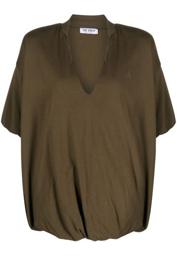 The Attico padded-shoulder V-neck T-shirt - Verde