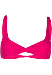 The Attico twisted ribbed triangle bikini top - Rosa