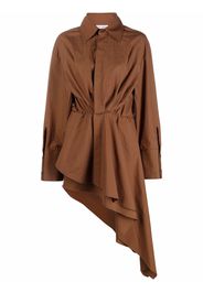 The Attico asymmetric gathered shirt-dress - Marrone