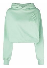 The Attico cropped embroidered-motif hoodie - Verde