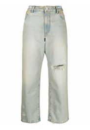 The Attico distressed effect wide-leg jeans - Blu