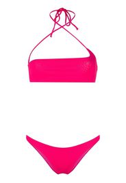 The Attico ribbed halterneck bandeau bikini - Rosa