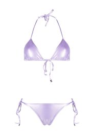 The Attico high-shine triangle bikini set - Viola