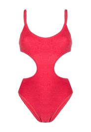 The Attico terry-cloth cut-out swimsuit - Rosso