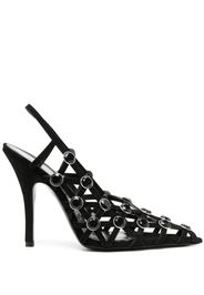 The Attico crystal-embellished cutout-grid heels - Nero