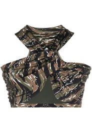 The Attico Asahi camouflage-print top - Verde