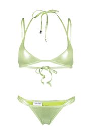 The Attico metallic triangle-cup bikini - Verde