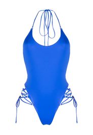 The Attico side-tie open-back swimsuit - Blu