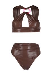 The Attico faux-leather bikini set - Marrone