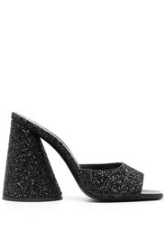 The Attico Luz 105mm glitter-embellished mules - Nero