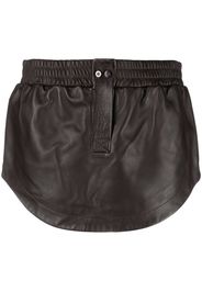 The Attico curved-hem leather miniskirt - Marrone