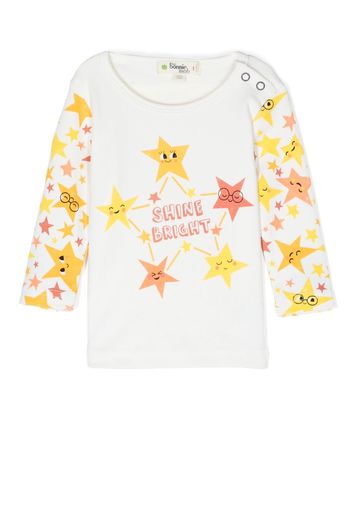 the bonnie mob star-print organic cotton top - Bianco